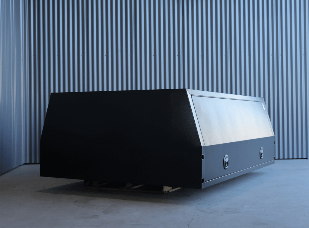 Experience superior usability with this 2400mm 3 door jack-off gullwing canopy in black, engineered by australian performance boxes for maximum efficiency.