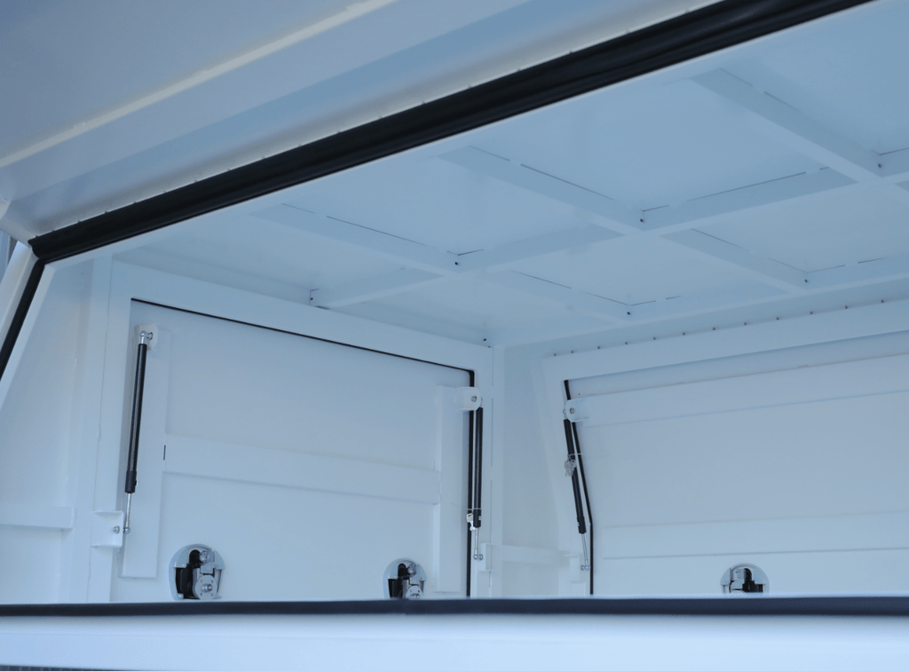 Australian performance boxes presents the 2400mm 3 door jack-off gullwing canopy in white, offering premium storage and protection for your vehicle.