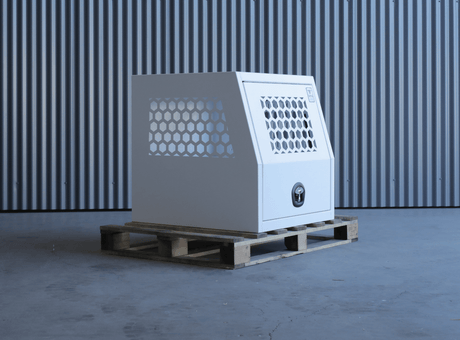 Apboxes 800mm white dog transport box, built with sturdy materials for safe pet travel.