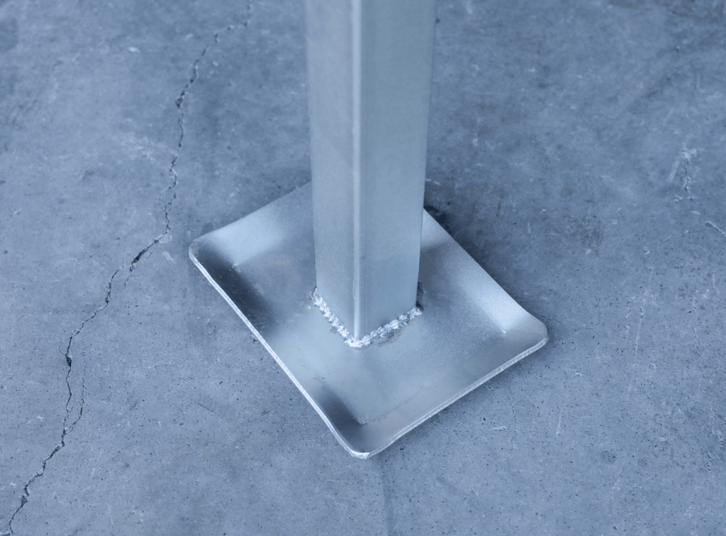 Apboxes jack-off canopy leg, angled view focusing on the base and secure fittings.